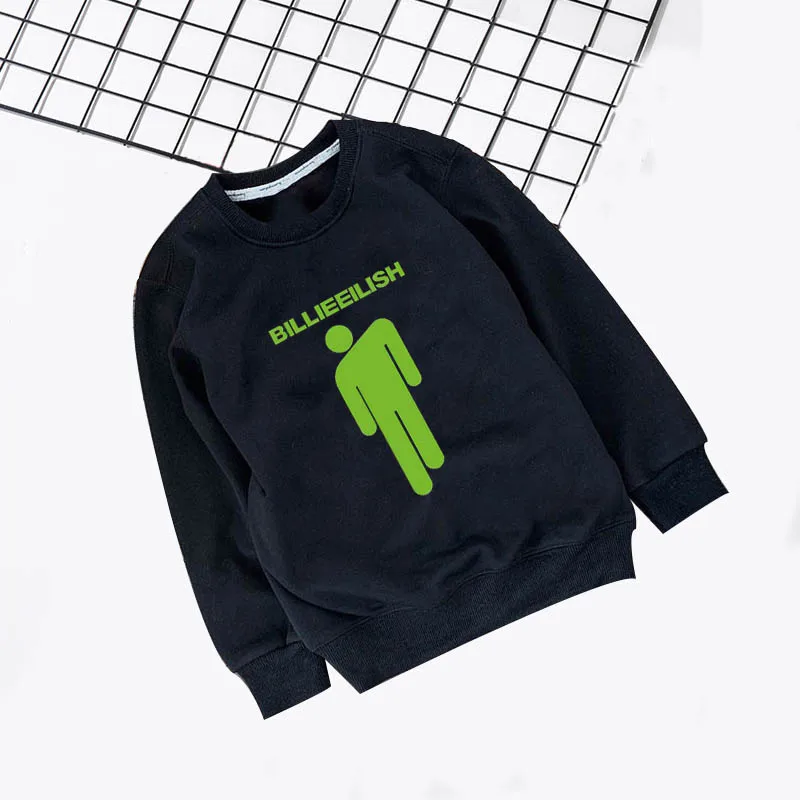 kids hoodies 5 Новые весенне-осенние толстовки с капюшоном для девочек топы с длинными рукавами для маленьких девочек и мальчиков, Billie Eilish, хлопковая ФЛИСОВАЯ ФУТБОЛКА, свитшоты одежда для малышей - Цвет: kids hoodies 5