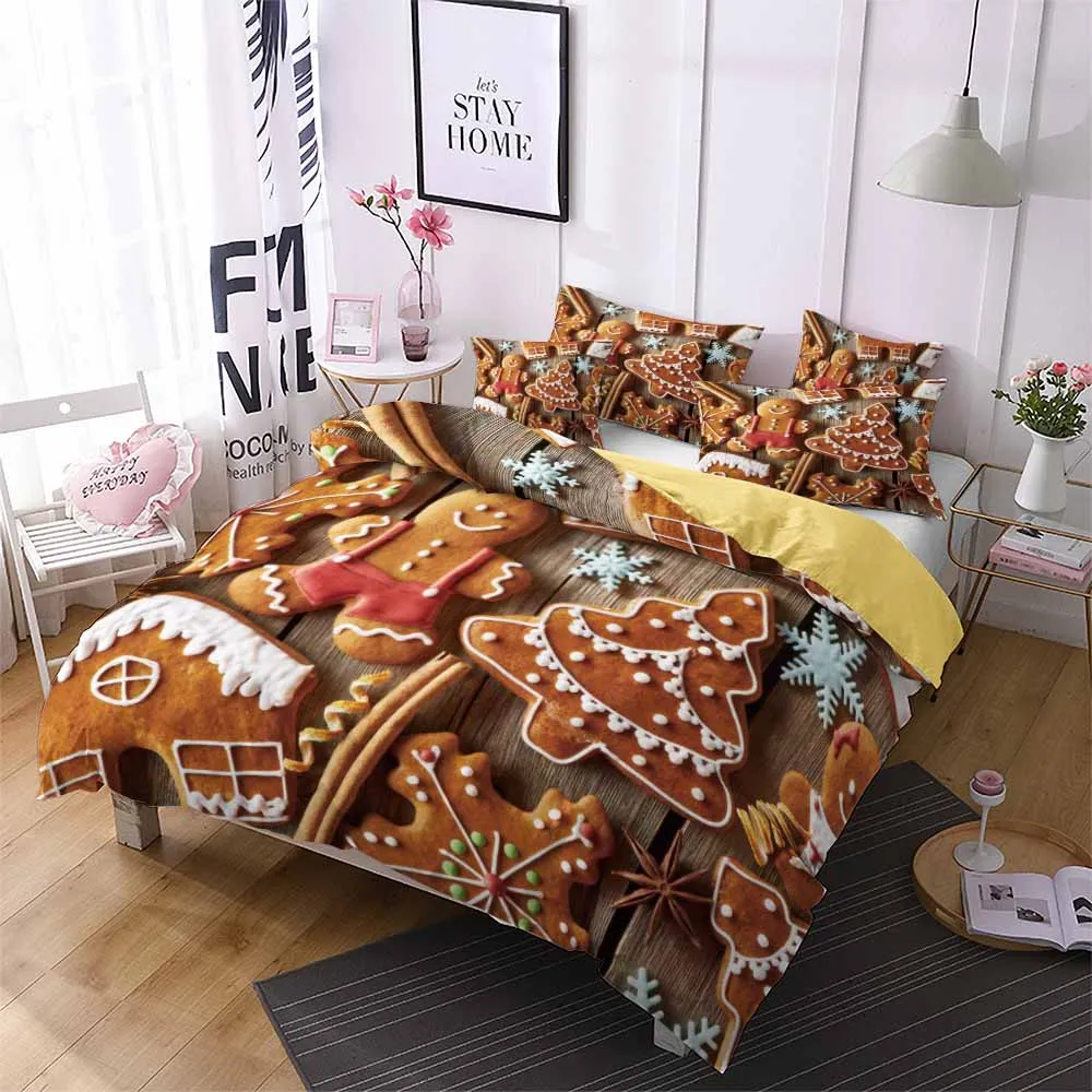 

Merry Christmas Festival Bedding Set Christmas Tree Cartoon Comforter Set Queen King Double Duvet Cover Set Home Dormitory Decor