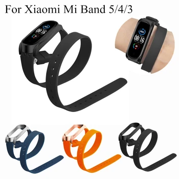 

Silicone Wristband For Xiaomi Mi Band 5 Long Wrapped Wrist Strap Soft Bracelet For Miband 4 Pulseira Mi Band 3 Strap Metal Case