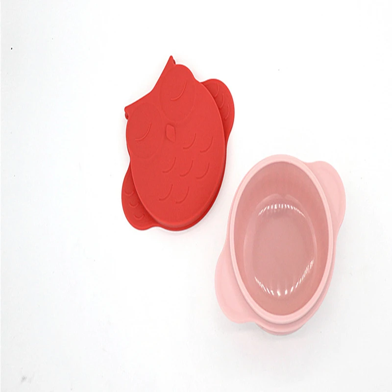 Pink with red lid Силиконовая для кормления малышей всасывающая миска с крышкой wiprato infantil vajillas platos kids ventosa pratos детское потребление пищи чаша с крышкой - Цвет: Pink with red lid