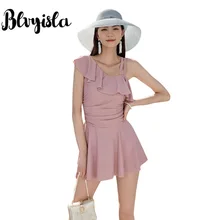 XXL XL высокая эластичность Быстросохнущий Цельный купальник сексуальная леди гофрированные плечи консервативные комбинезоны пляжная одежда комбинезон купальный костюм