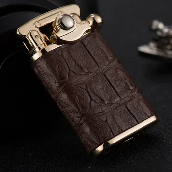 

Pure copper lighter creative crocodile leather windproof grinding wheel vintage retro kerosene lighter