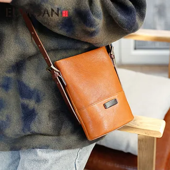 

EUMOAN Autumn and winter new original handmade leather large capacity soft leather mobile phone bag women diagonal mini vertical