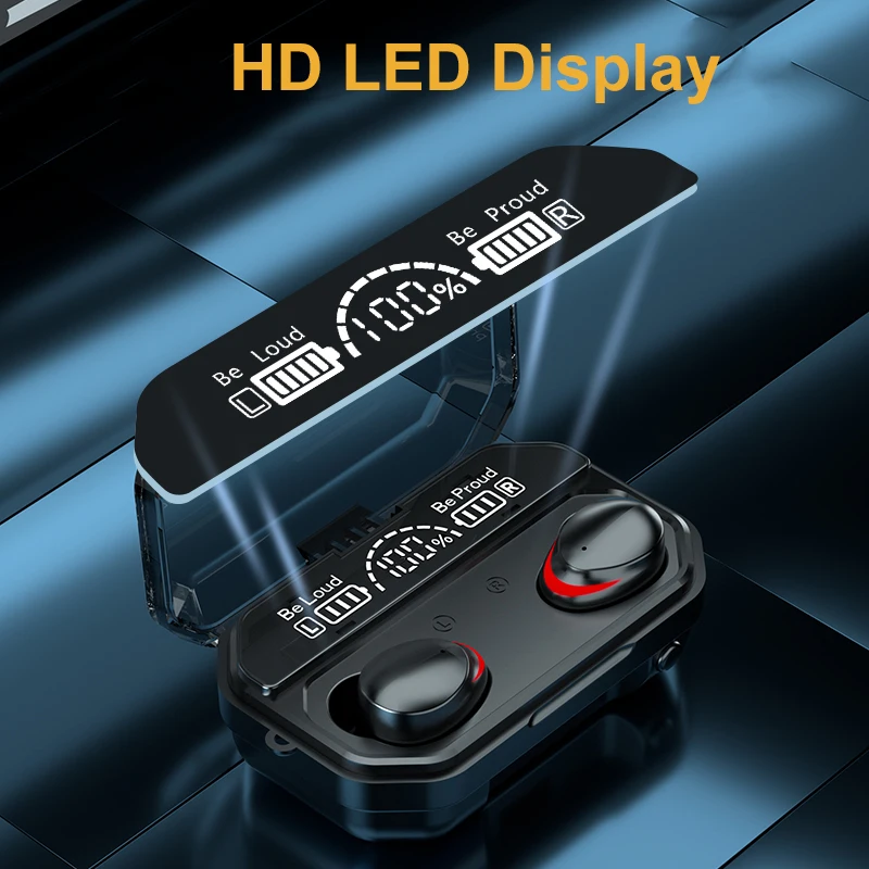 Wireless Headphone Sports Waterproof Bluetooth Earphone 9D Stereo TWS Gaming Headset Touch Earbuds with Flashlight Microphone