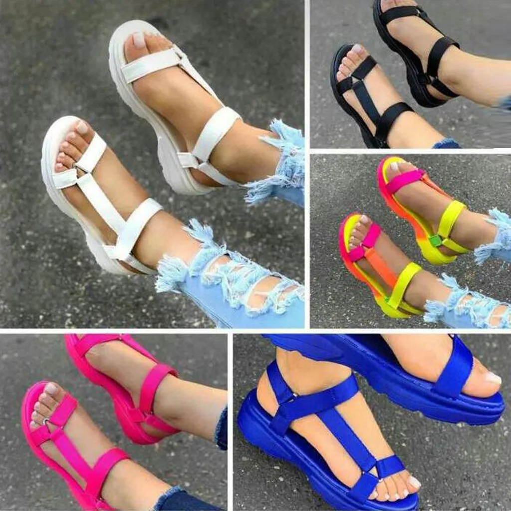 Women Sandals Ladies Summer Fashion Casual Solid Comfortable Open Toe Non-Slip Rome Beach Slippers Shoes Plus Size M140# | Обувь