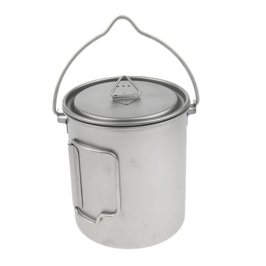 Lightweight Titanium Camping Pot with Lid Portable Water Mug Cup Cookware for Outdoor Backpacking Picnic Fishing Backpacking