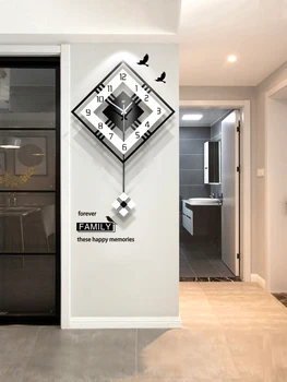 

Nordic Modern Design Wall Clock Slient Living Room Bedroom Creative Minimalist Pendulum Clock Home Decoration Reloj Pared G5B