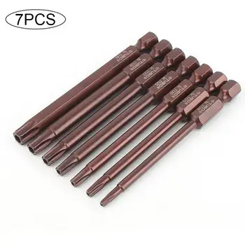 

7PCS Hex Head Allen Wrench Drill Bit Hex Shank Screw Bit Set 3Inch S2 Redness Treatment Steel T10, T15, T20, T25, T27, T30, T40
