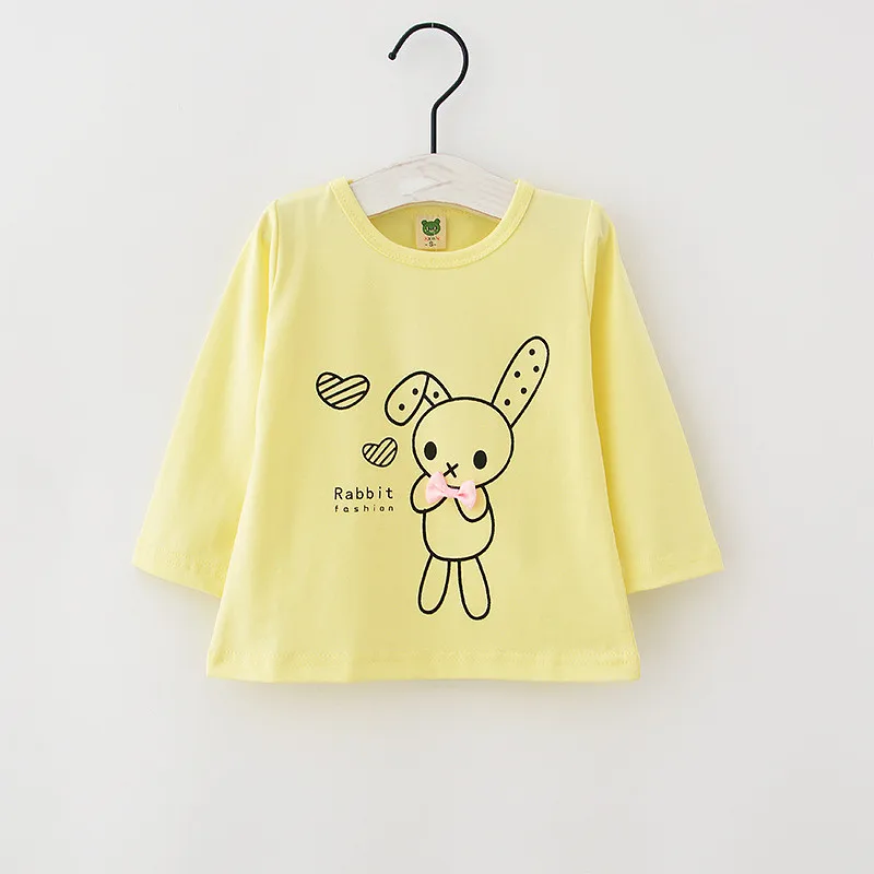 Baby Girls Cotton Summer Spring Autumn T-shirts Bird Print Butterfly Knot Decoration T- Shirt Long Sleeve O-neck Tops G111