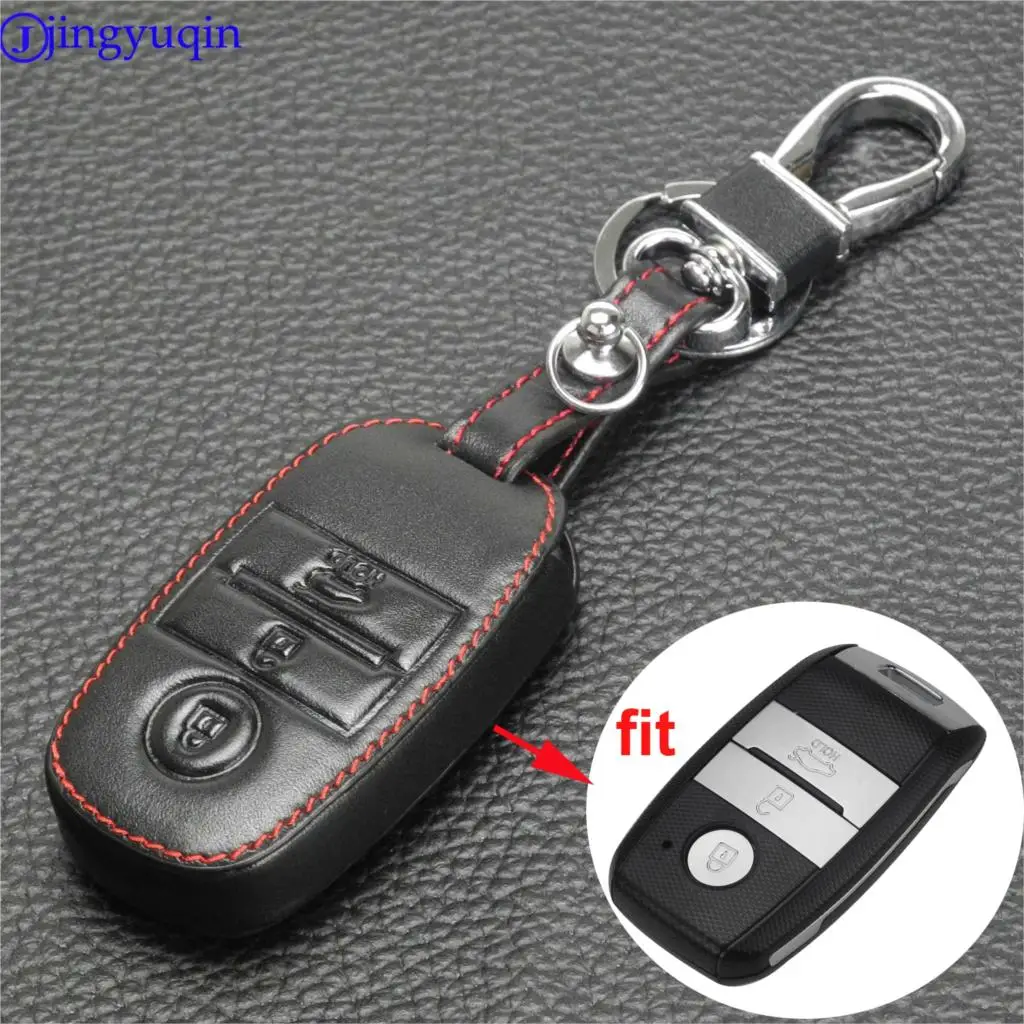 Genuine Leather Car Key Fob Cover Case For Kia Rio K2 Sportage 2017