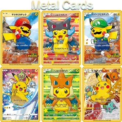 Cartes Pokemon Pikachu en métal doré, cartes de Collection, dessin animé Cosplay Super Mario Charizard Kawaii, jeu, cadeaux de noël, jouets pour enfants 