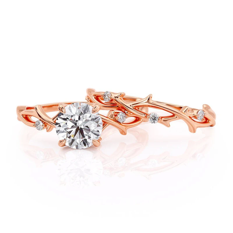 GUYINKU 14k 585 розовое золото 1ct 6,5 мм EF цвет Moissanite модный набор обручальных колец для женщин свадебный подарок