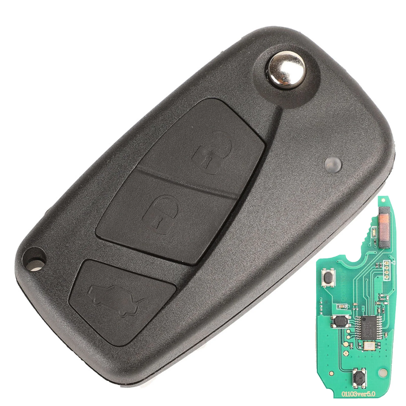 jingyuqin Flip Remote Car Key 433MHZ PCF7946 ID46 Chip For Fiat 500 Panda Punto Bravo Key Control 2/3 Buttons