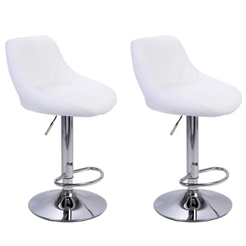 

2pcs Adjustable Height Barstool with Chrome Base and Footrest White