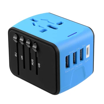 

Travel Adapter, International Travel Adapter Worldwide,Uk/Us/Eu Power Adapter, Worldwide Electrical Plug Adapter With 3 Usb &