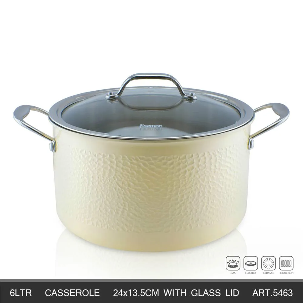 

casserole with glass lid with two side handles 2 layers of stainless steel pots Induction Cooker