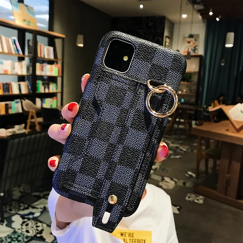 Синий Роскошный классический напульсник чехол для телефона для IPhone 11 Pro XS Max XR 7 8 6S Plus Модный высококачественный силиконовый чехол в клетку - Цвет: Синий