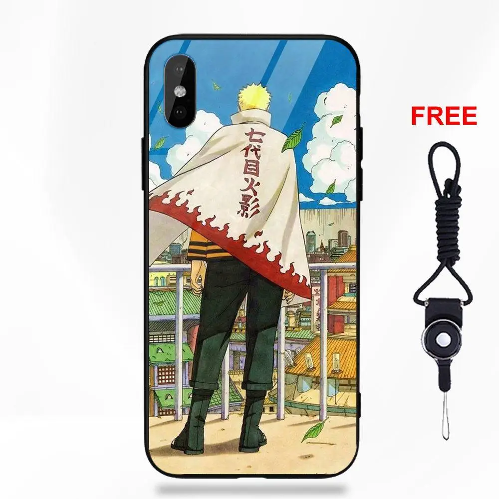 as picture Крутой аниме Uzumaki Наруто для Apple iPhone 5 5C 5S SE 6 6S 7 8 Plus X XS Max XR Мягкий ТПУ чехол+ закаленная стеклянная ячейка чехол - Цвет: as picture