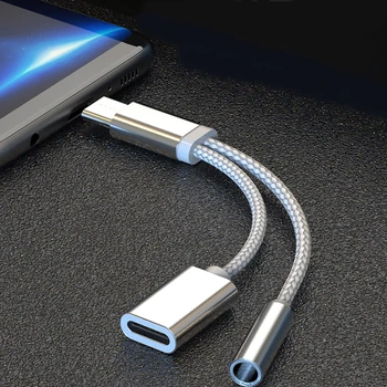 

2 In 1 USB Type C Charging Cable Type-C Convertor 3.5mm Audio for Xiaomi Earphone Headphone Adapter for Huawei P20 Pro Lite