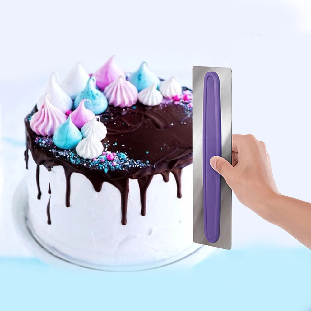  1pc Stainless Steel Pastry Icing Comb Plastic Cake Scraper Fondant Spatulas Smoother Baking Mold Ca