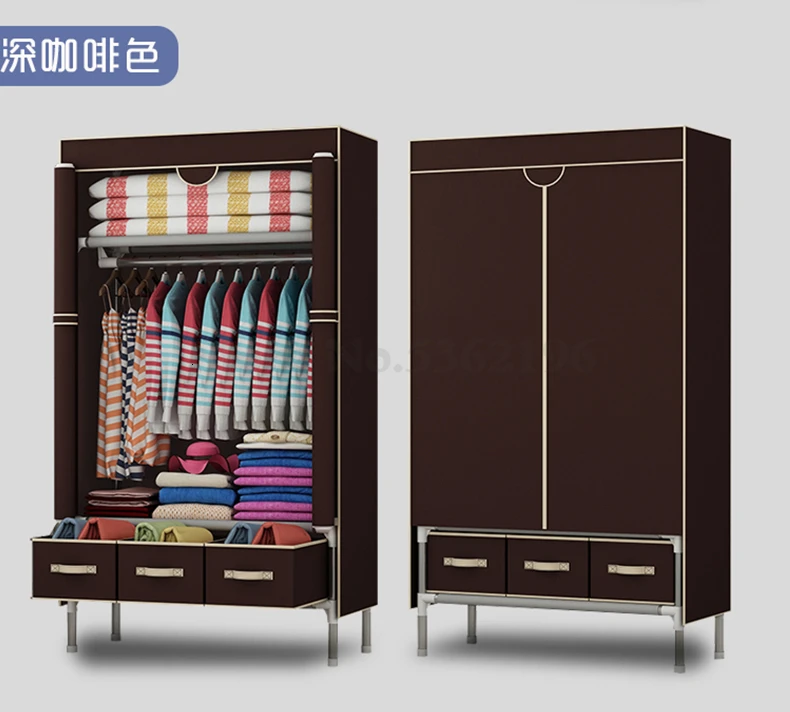 Wardrobe Simple Cloth Wardrobe Steel Pipe Bold Reinforcement Economical Thickening Simple Fabric Multi-coating All Steel Frame