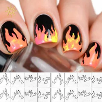 

1 Sheet Fire Nail Vinyls Stencil Hollow Stickers Fires Pattern Manicure Stencil Stickers Nail Art Decoration DIY Nail Art