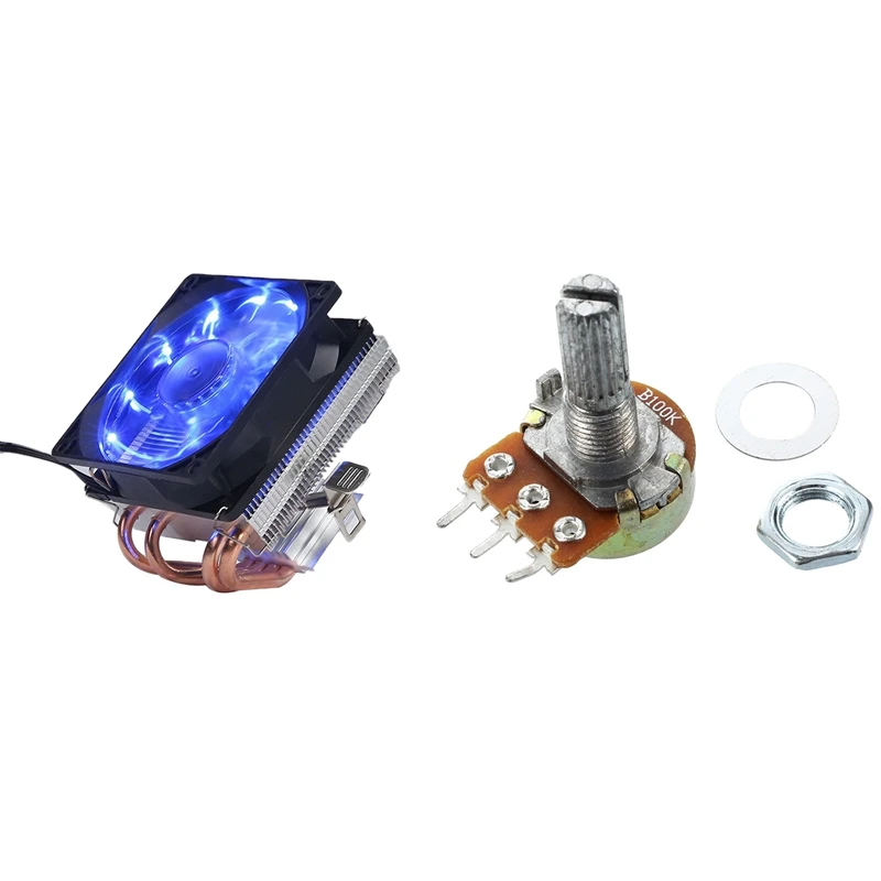 2Set Accessories: 1 Set 5 Pcs 100K Ohm 3 Terminals Rotary Shaft Potentiometer &amp PWM LED 90mm Cooling Fan Radiator | Компьютеры и