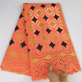 

5Y Swiss lace fabric 2020 heavy beaded embroidery African lace fabrics 100% cotton fabric Swiss voile lace in Switzerland 9L0841