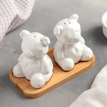 

Set for spices "Bears", 2 pcs: salt and pepper shaker, on a stand