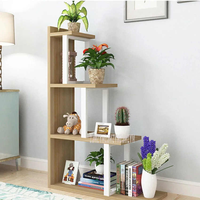 

80cm Step-shape Floor Bookshelf Simple Modern Living Room Partition Decorative Display Shelf Wood Organize Storage Bookshelf S