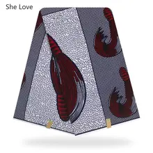 She Love 1 ярд Анкара Африканский воск ткань хлопок черные крючки Patten печать ткань для женщин вечернее платье материал для шитья самодельный