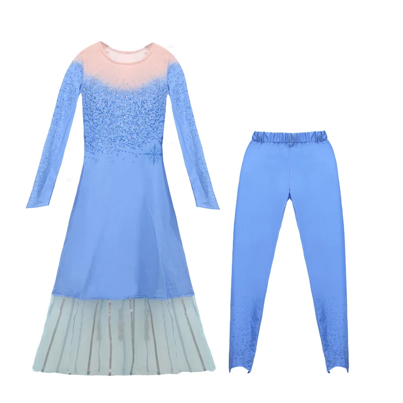 Детские платья Эльзы для девочек; маскарадные костюмы Анны и Эльзы; платье Снежной Королевы 2; платье принцессы на День рождения; Vestidos Fantasia - Цвет: elsa 2
