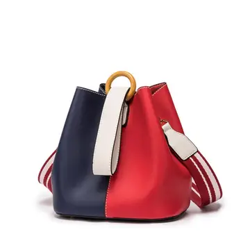 

Contrast color Leather Crossbody Bags For Women 2020 Purses and Handbag Fashion Simple travel Shoulder buckets Bag CrossBody Bag