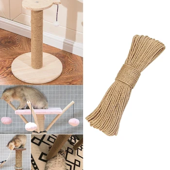

50m DIY Cat Scratcher Rope Twisted Sisal Rope Replacement Cat Tree Scratching Toy Cat Climbing Frame Binding Rope