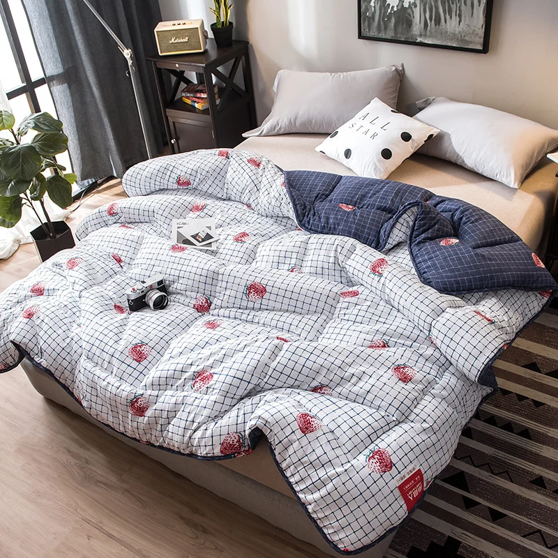 

New Thick Warm Gift Soybean Synthetic Quilt Simple Style Feather Velvet Winter Quilt Hotel Duvet Colourful Blanket CF