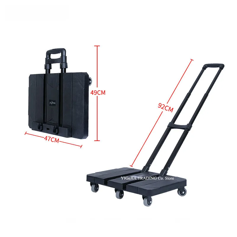 Moving and Office Use LEIL Folding Hand Truck,440lb/200kg Heavy Duty Luggage Cart with 6 Wheels,Folding Trolley for Luggage Travel Shopping Auto 