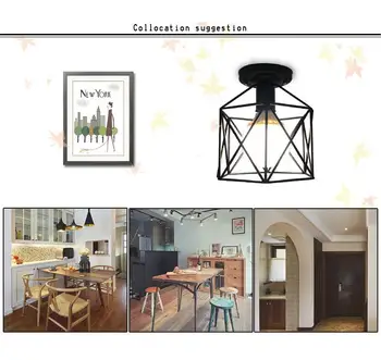 

American Country Ceiling Lamp Nordic Wrought Iron Retro Corridor Hallway Porch Balcony Dressing Room Ceiling Lamp Geometry