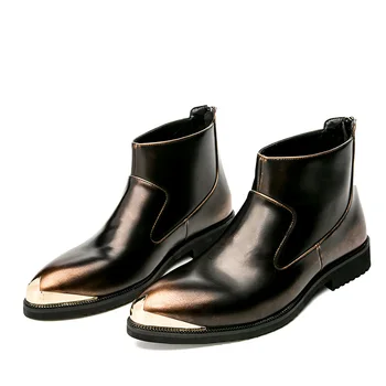 

Luxury Brand Men's Chelsea Boots Winter Pointed Men Ankle Boots Fashion Waterproof Leather Flat Boots Casual Shoes Botas Hombre