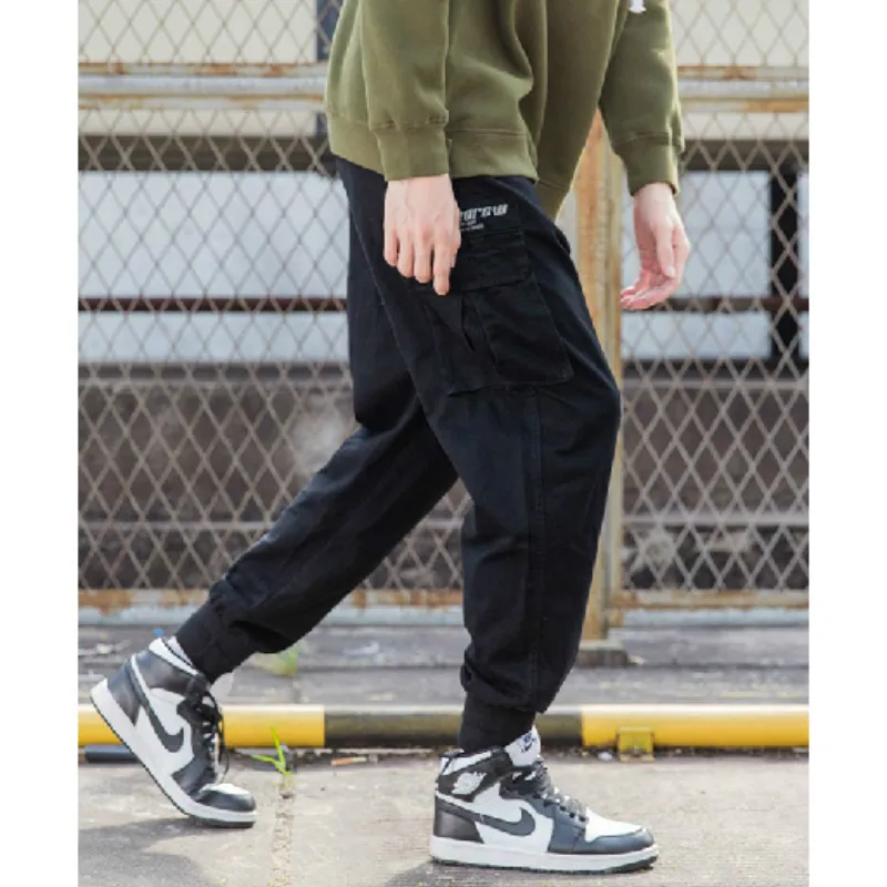 Высококачественные мужские брюки карго в японском стиле, спортивные брюки с карманами для студентов, повседневные мужские брюки, модная уличная одежда для мужчин