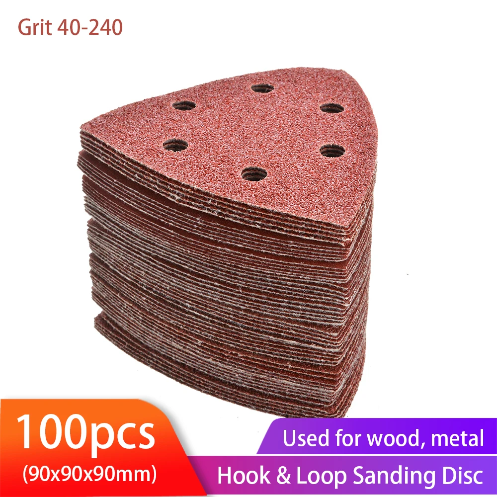 100PCS Triangular Sanding Disc 90mm Delta Sander Hook & Loop Sandpaper Abrasive Tools for Sanding Grit 40-2000