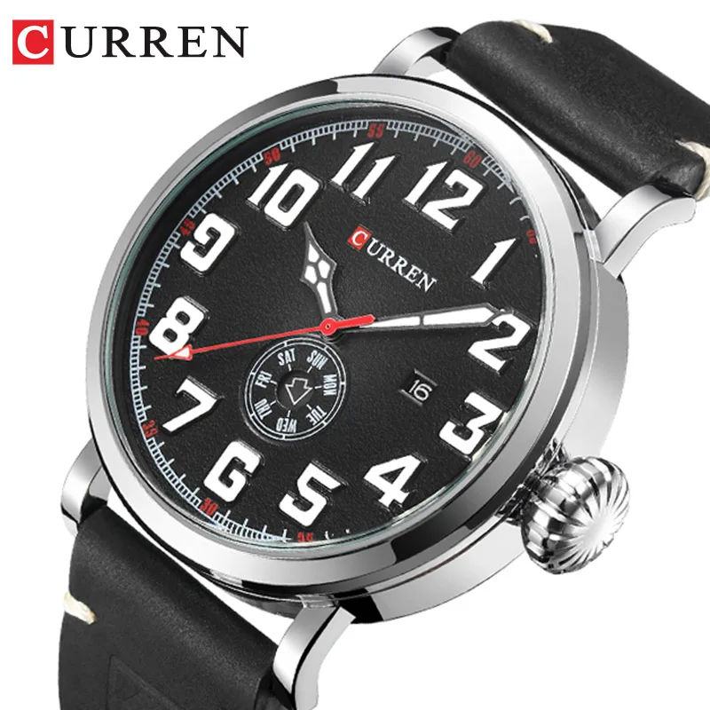 Мужские часы с кожаным ремешком montre homme Curren 2020 Лидирующий бренд мужские