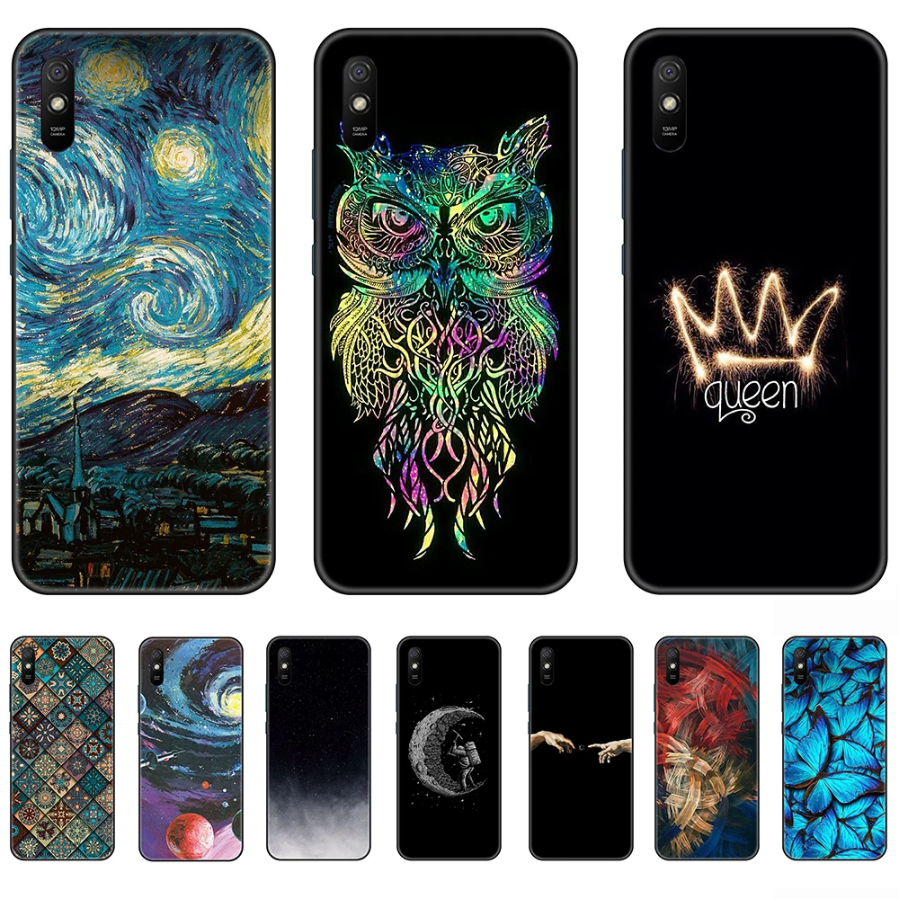 

Black Case for Xiaomi Redmi 9A Silicon Soft TPu Animal Phone Case 6.53 Inch Shockproof Flexible Funda Coque Etui Bumper Cover