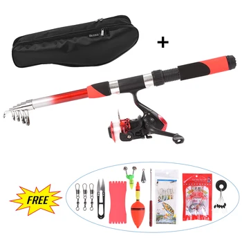

Telescopic Fishing Rod Fishing Accessories Reel Combo Full Kit Fishing Rod Gear +Spinning Reel+ Line Lures Hooks With Bag