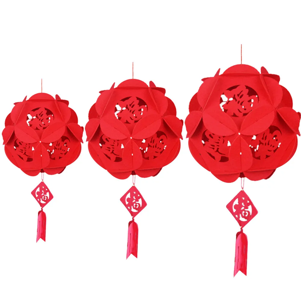 Chinese Lantern Festivous 3D China Fortune Hydrangea Traditional New Year Pendant Home Decoration Red