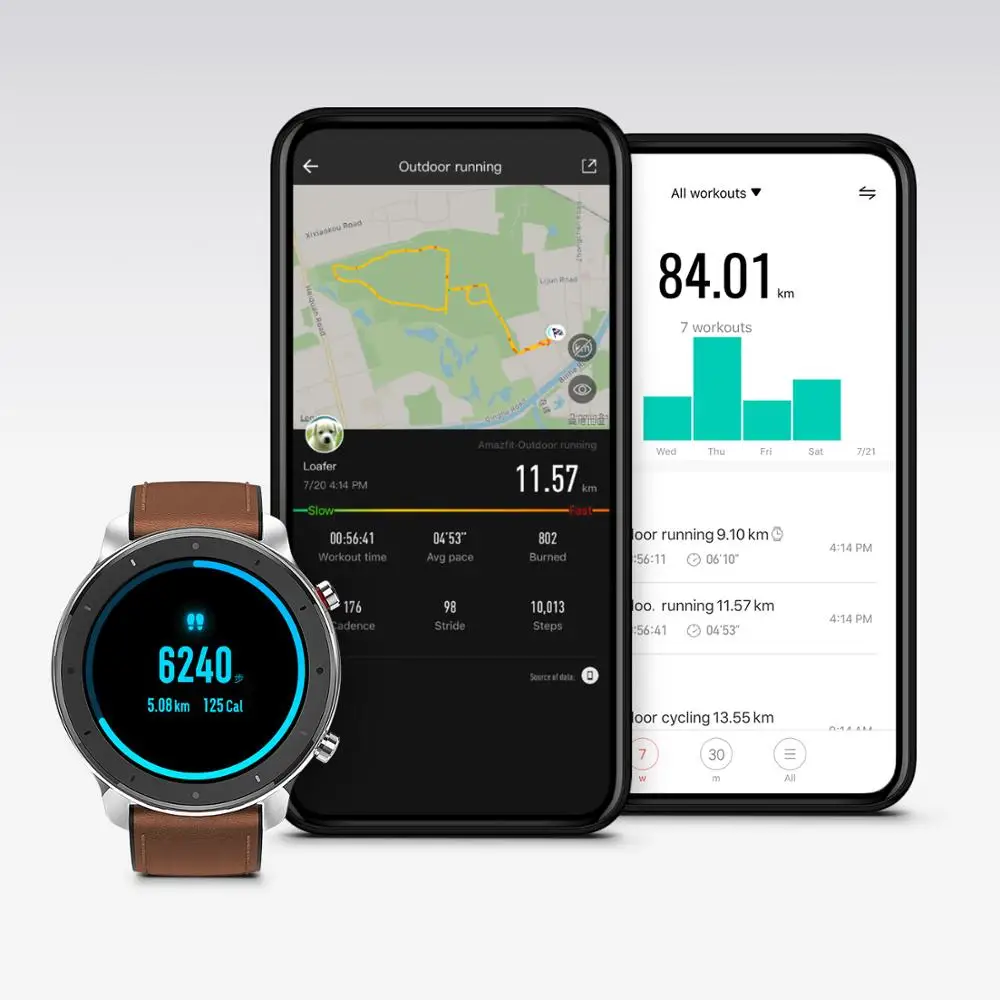Умные часы Huami Amazfit GTR 47 мм 42 Xiaomi с GPS 5ATM водонепроницаемые 24 дня автономной работы 12