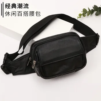 

2019 new manufacturers direct selling European and American Leather fashionable waist bag, sheepskin outdoor sports bag