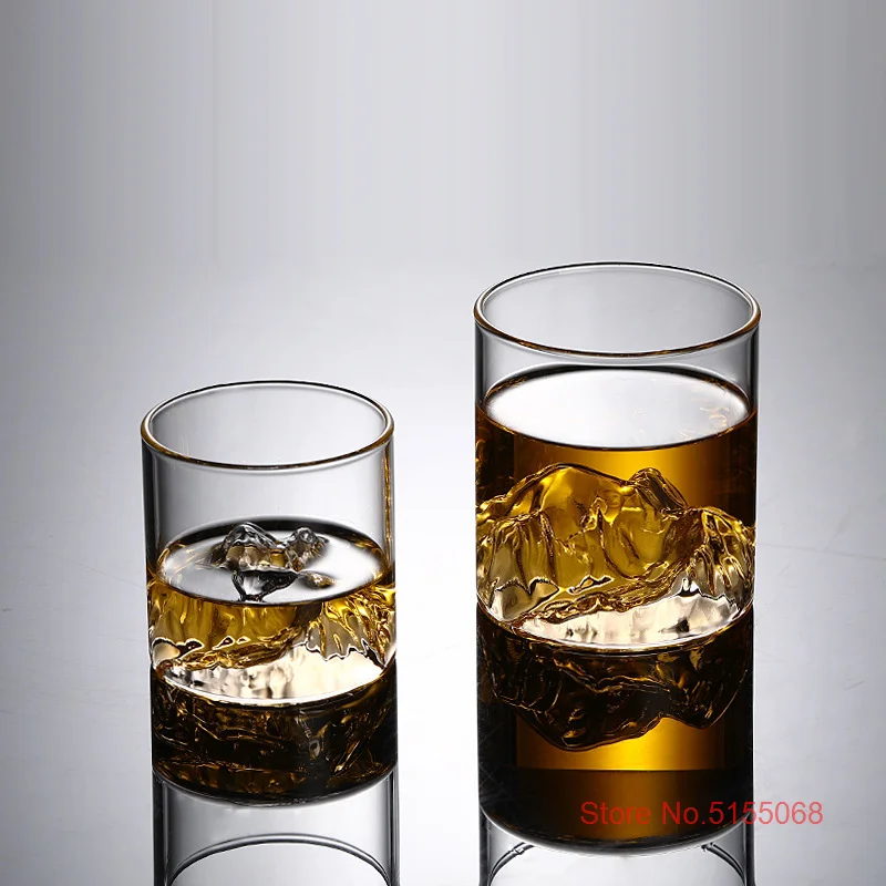 Large 3D Mountains Japanese Whisky Glasses Old Fashioned Whiskey Rock Glass Whiskey-glass Wood Gift Box Vodka Tumbler Wine Cup images - 6