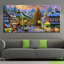Большая Алмазная картина 5D DIY, полная квадратная круглая дрель, вышивка, рождественская елка, пейзаж, город, мозаика, рукоделие, домашний декор, AA2276