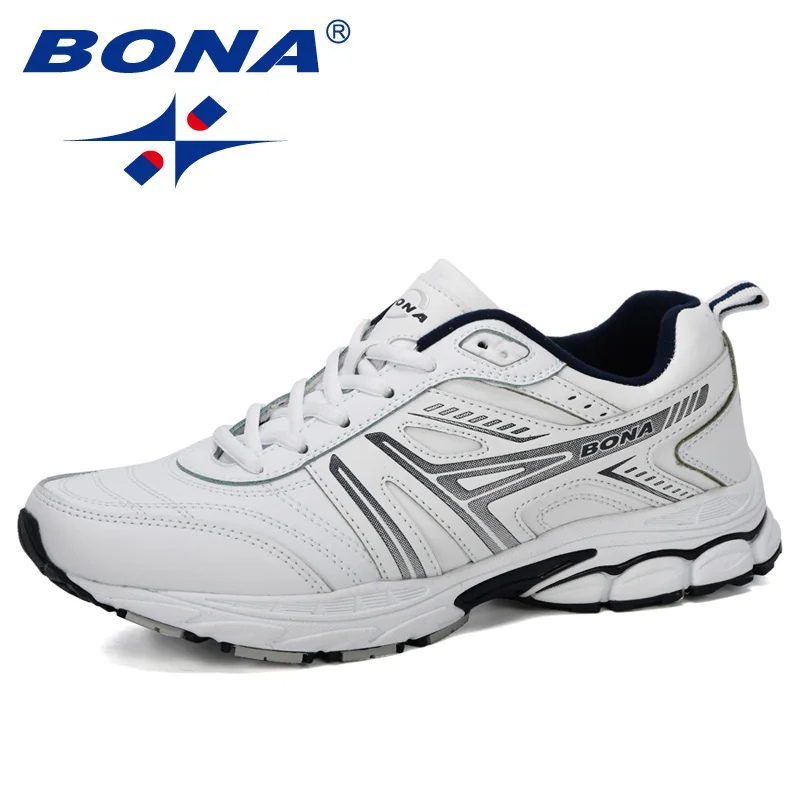BONA/2019 г. Новые популярные кожаные мужские спортивные туфли легкая прогулочная спортивная обувь мужские кроссовки удобные