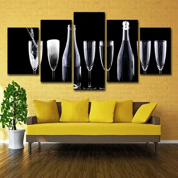 

Dark Wind Modern Five Spell Champagne Goblet Family Home Background Wall Decoration Canvas Painting